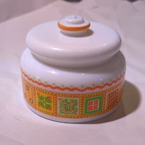 Avon White and Orange Decorative Jar